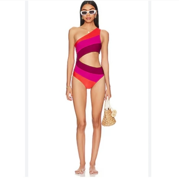 New!Beach Riot Joyce In Be Mine  Colorblock Cut-out One Piece Swimsuit - Picture 5 of 16